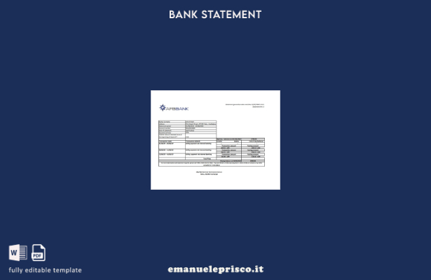 modello Excel di estratto conto bancario Afbbank dell'Azerbaigian in stile verif